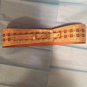 Beautiful Fossil Gold Color Embossed Leather Belt